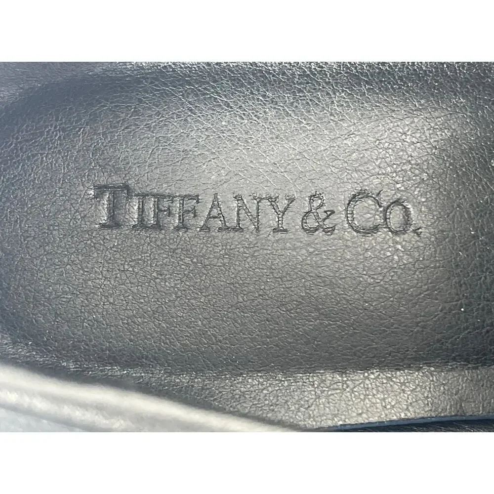 NEW Tiffany & Co Mens Black Leather Low Top Slip On Almond Toe Loafers Shoes 8.5